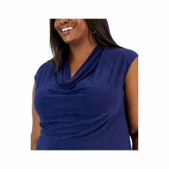 Buy ⭐ Kasper Plus Size Cowlneck Cap Sleeve Top Kasper Navy 👍 -Cheap Kasper Store unnamed file 947