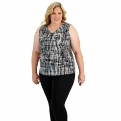 Discount ⌛ Kasper Plus Size Printed Keyhole Top Ginger Multi 🎁