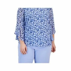 Best reviews of 🎁 Kasper Plus Size Printed Boat-Neck Ruffled-Sleeve Top California Sky Multi 🧨 -Cheap Kasper Store unnamed file 963
