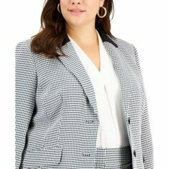 Top 10 😍 Kasper Plus Size Houndstooth Notch-Collar Button-Front Jacket Black/white 🥰 -Cheap Kasper Store unnamed file 982