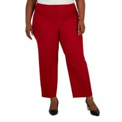 Promo ⭐ Kasper Plus Size Mid-Rise Straight-Ankle Faux-Pocket Pants Fire Red 😉